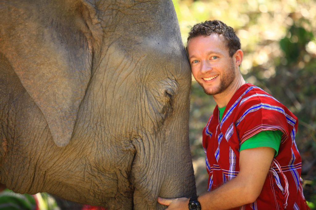 Chris with an elephant